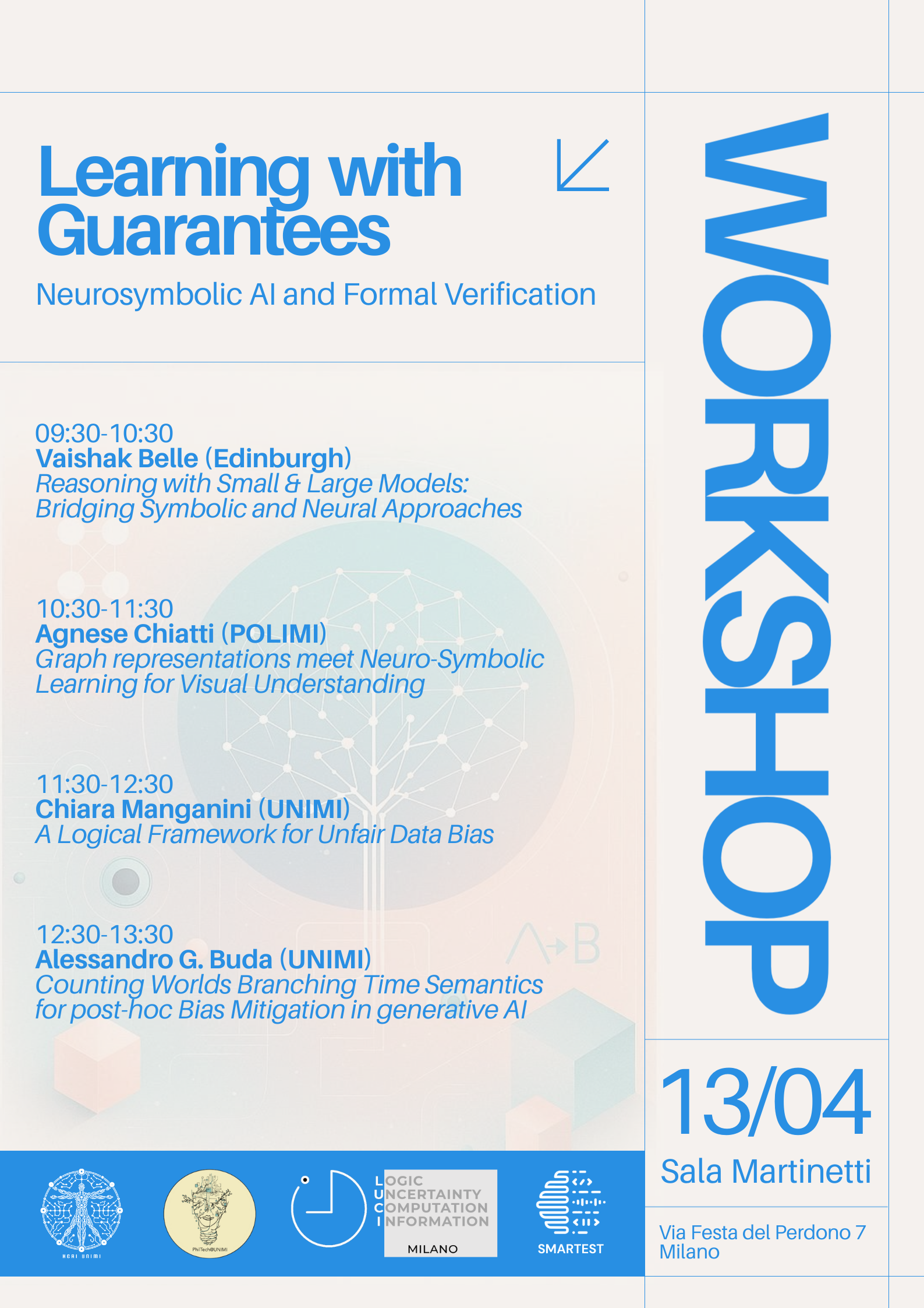 Graphic for Workshop “Learning with Guarantees – Neurosymbolic AI and Formal Verification”